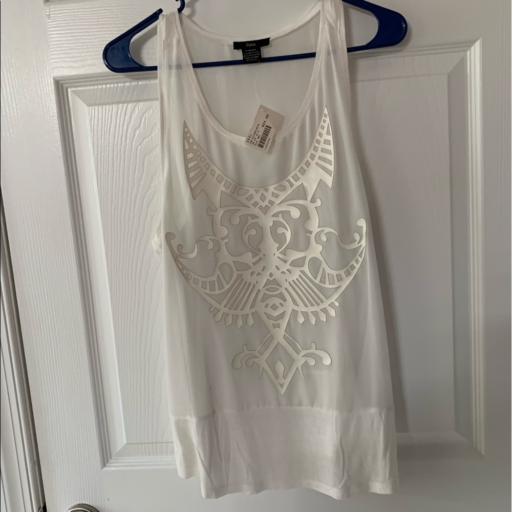 White sleeveless top